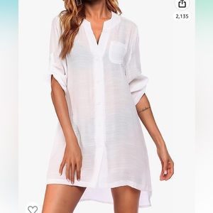 White Amazon Ekouaer Women's Cover Up Shirt size medium